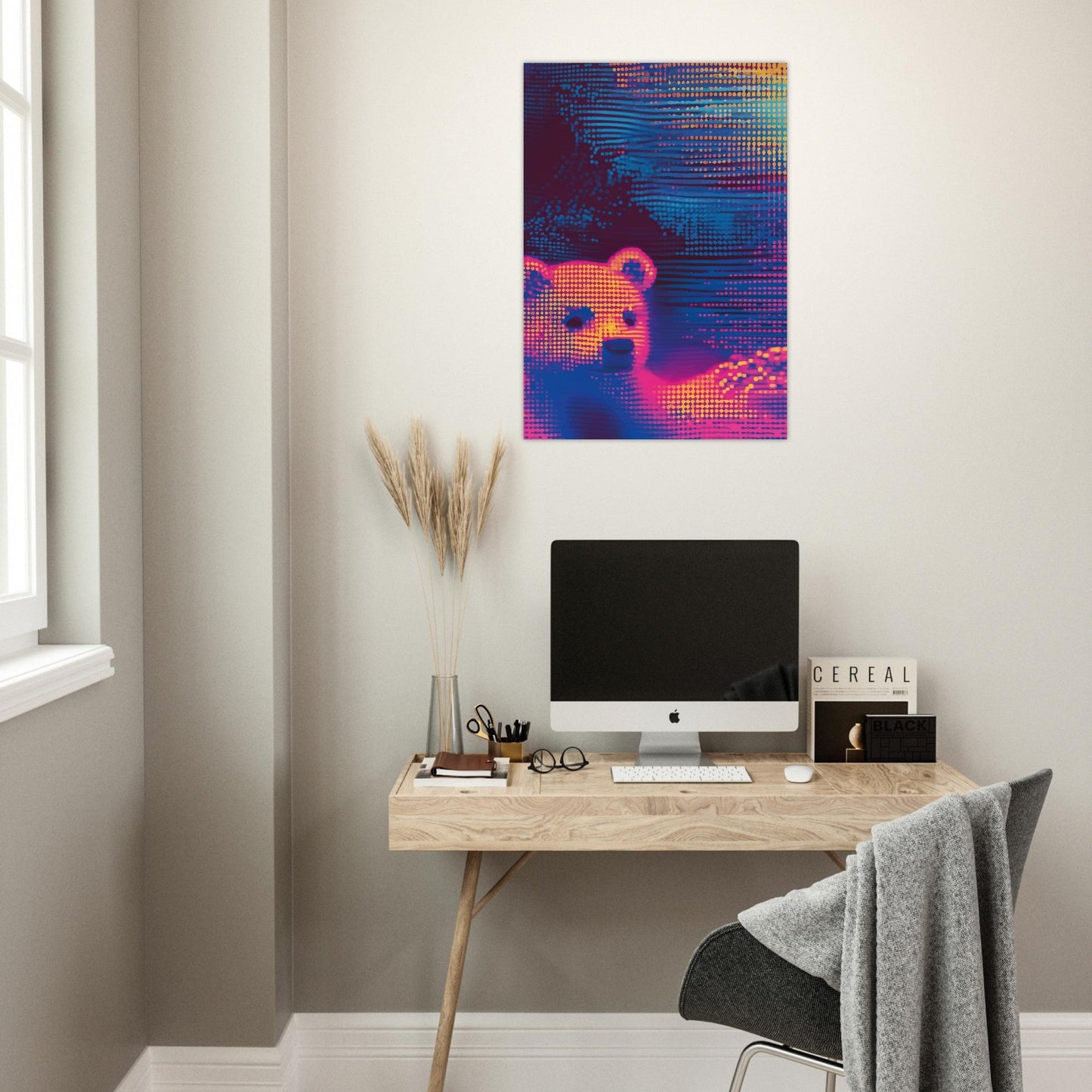 Neon dot bear poster - Sillystroke