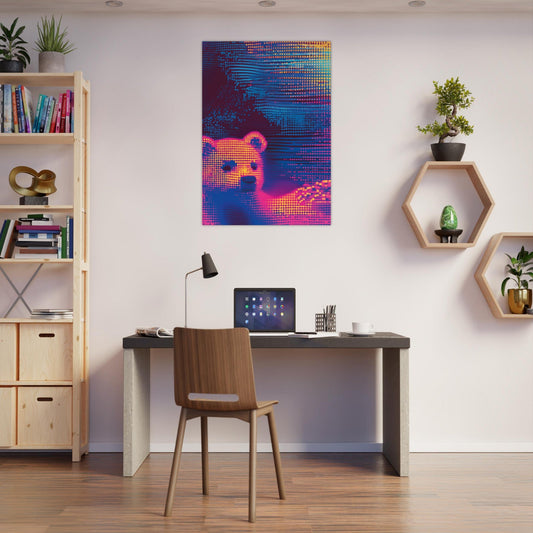 Neon dot bear poster - Sillystroke