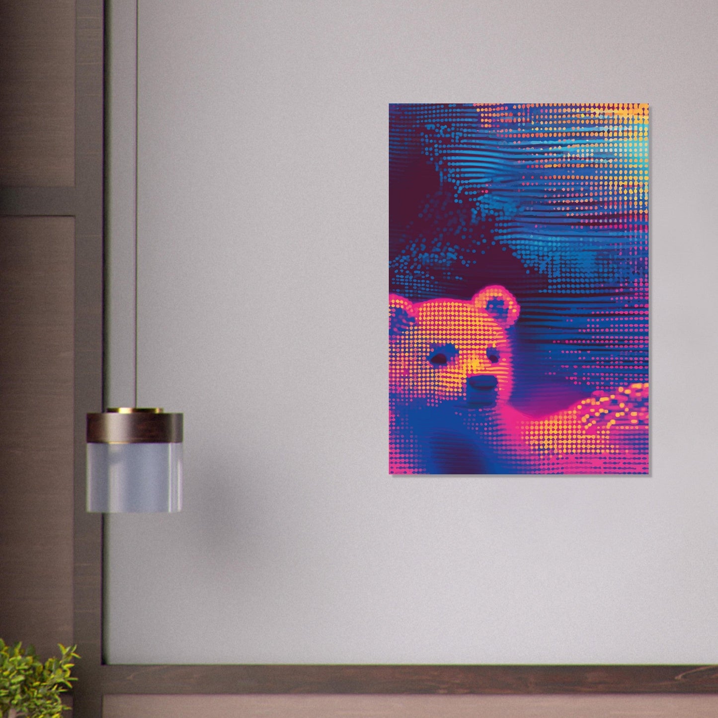 Neon dot bear poster - Sillystroke
