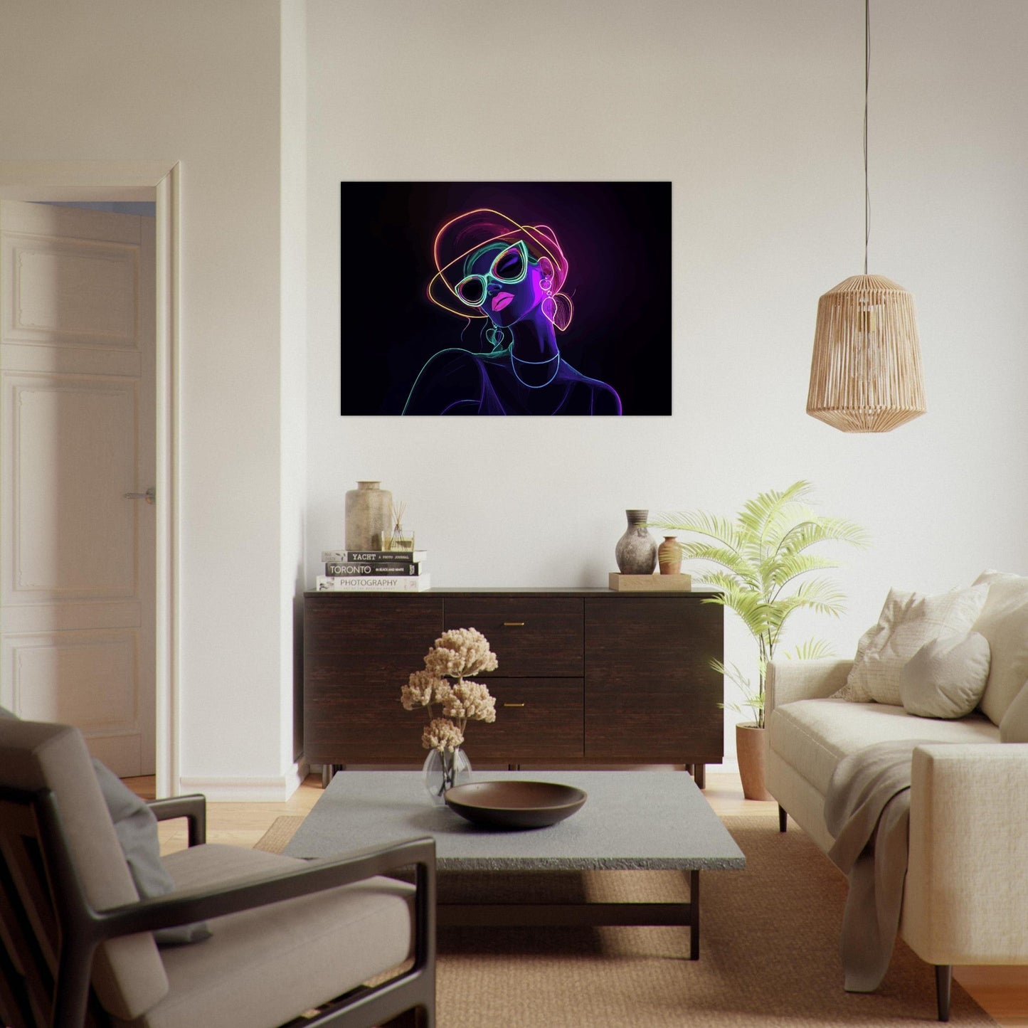 Neon hipster lady poster - Sillystroke