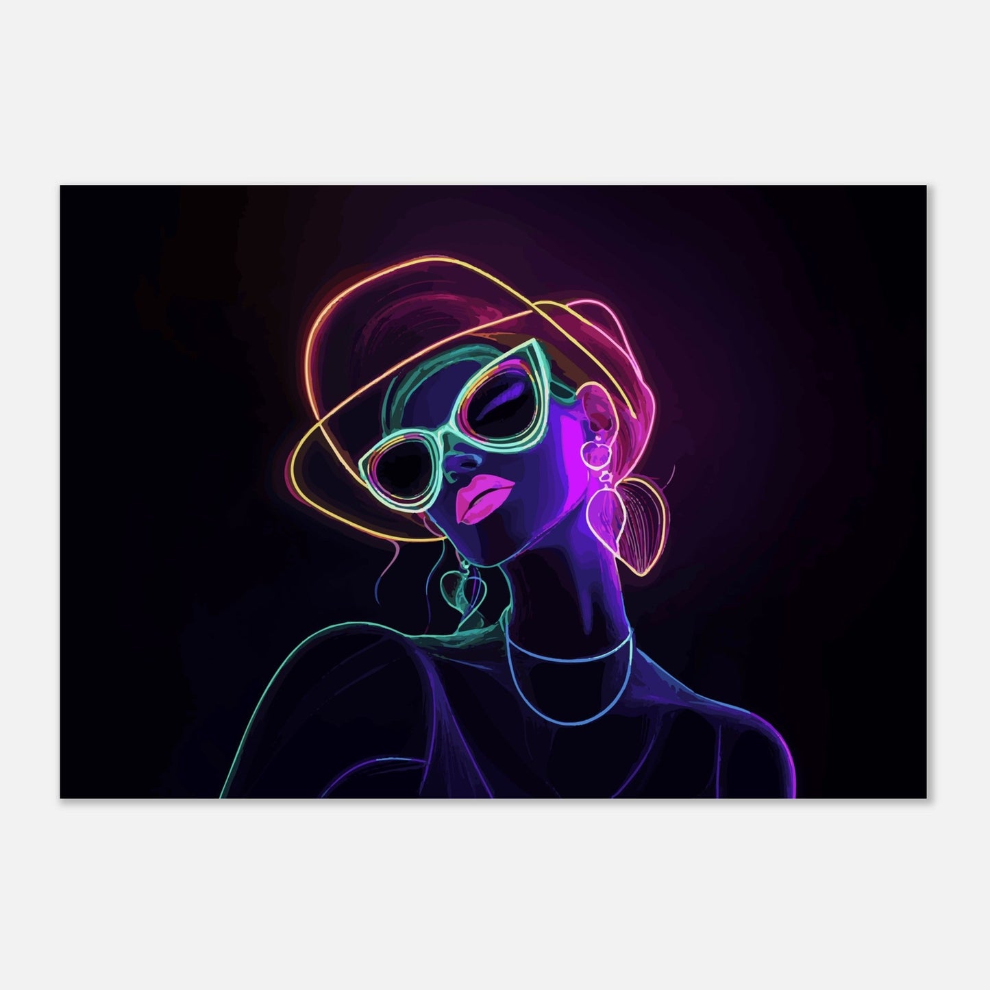 Neon hipster lady poster - Sillystroke