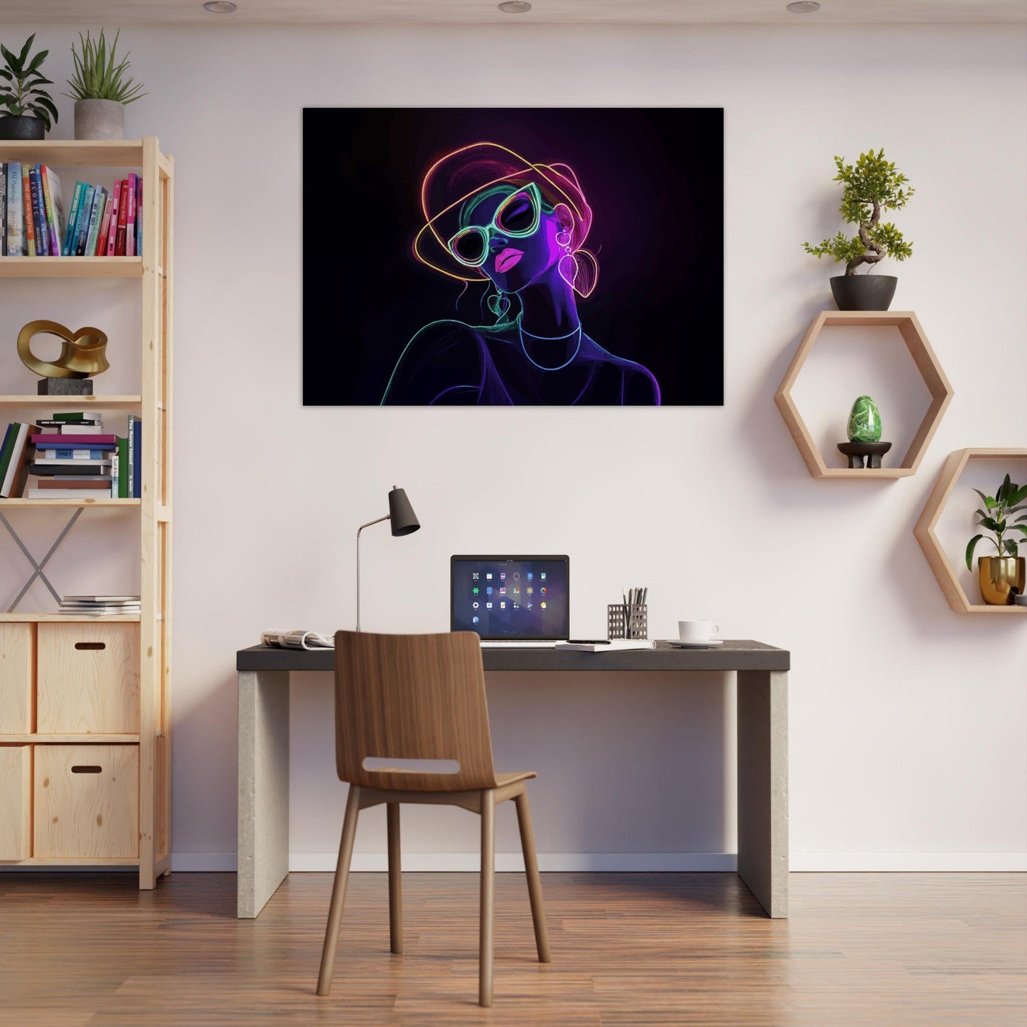 Neon hipster lady poster - Sillystroke
