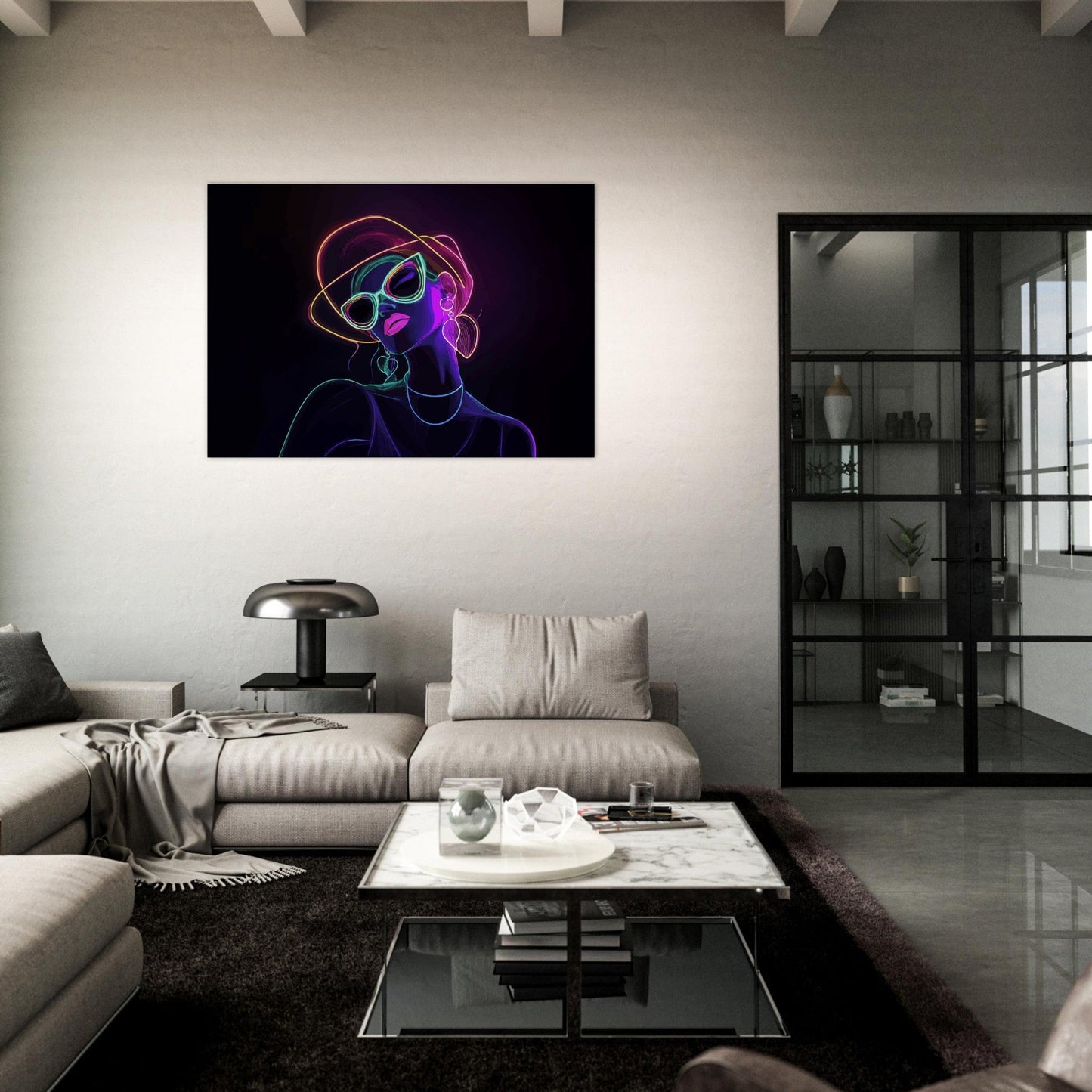 Neon hipster lady poster - Sillystroke