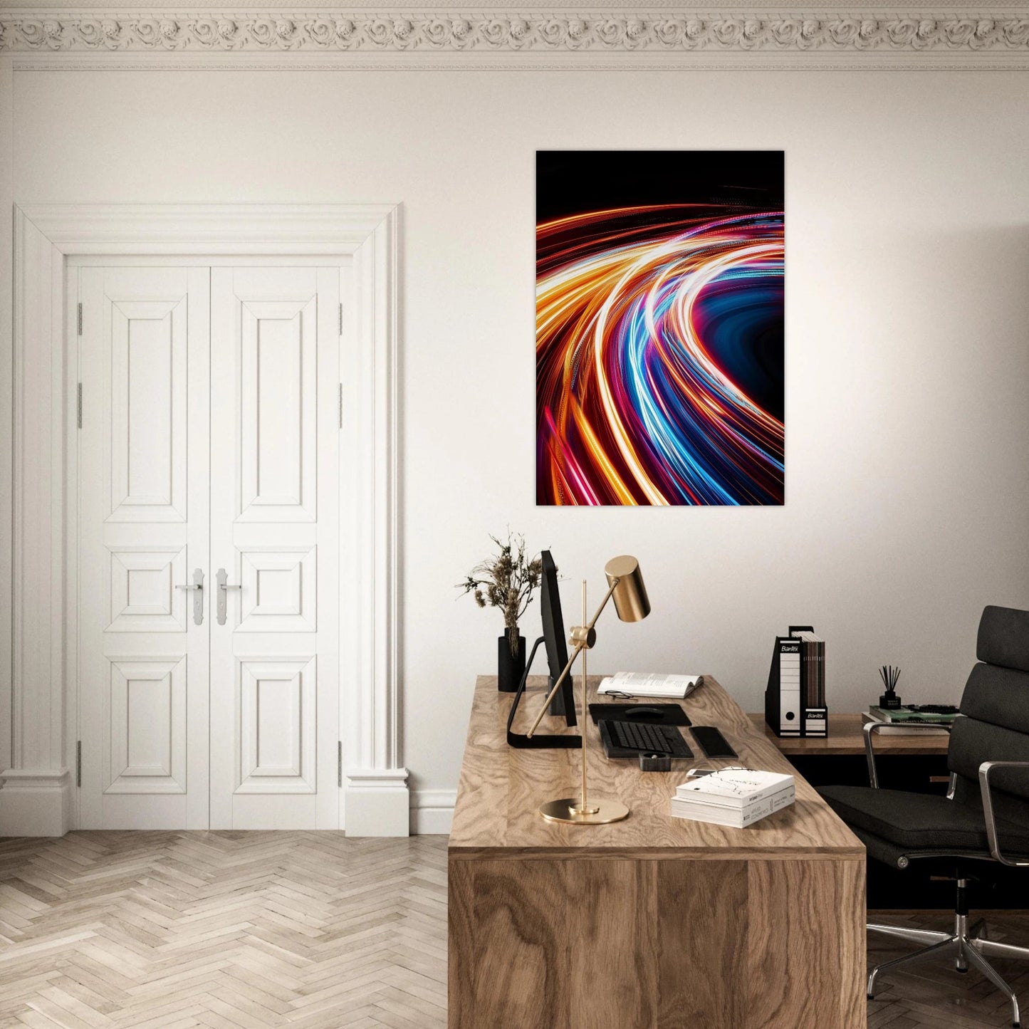 Neon light trails poster - Sillystroke