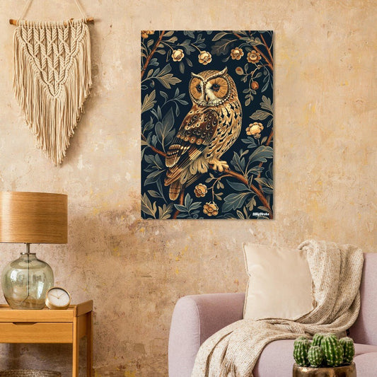 Owl with floral poster - Sillystroke