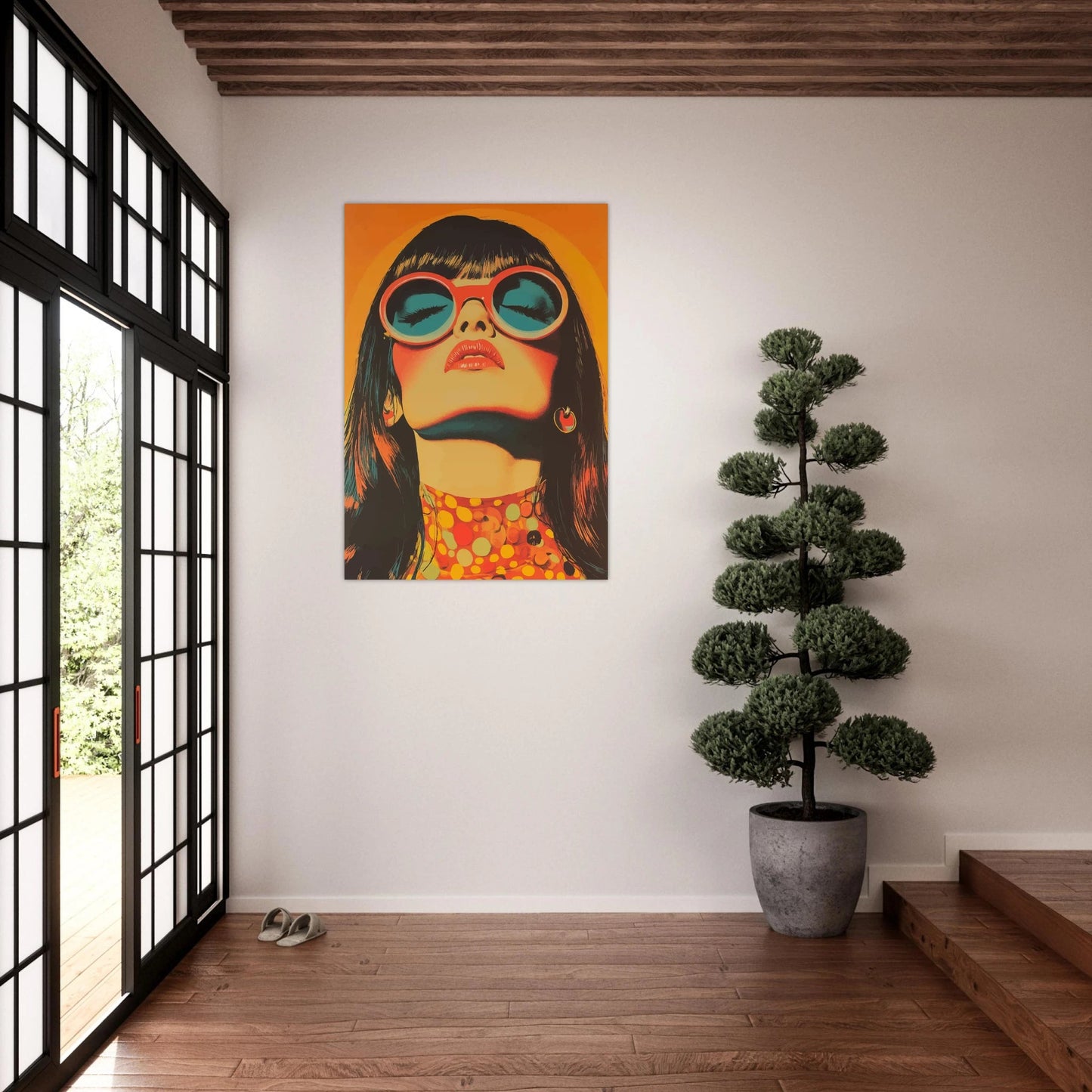 Retro woman sunbathing Poster - Sillystroke