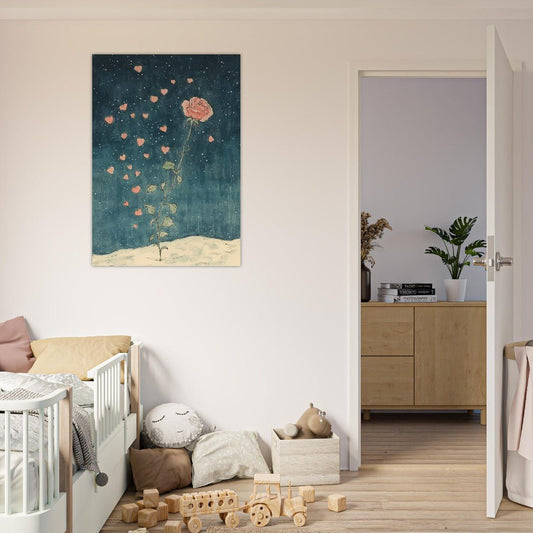 Rose with floating hearts poster - Sillystroke