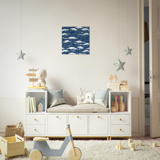 Seamless blue waves pattern poster - Sillystroke