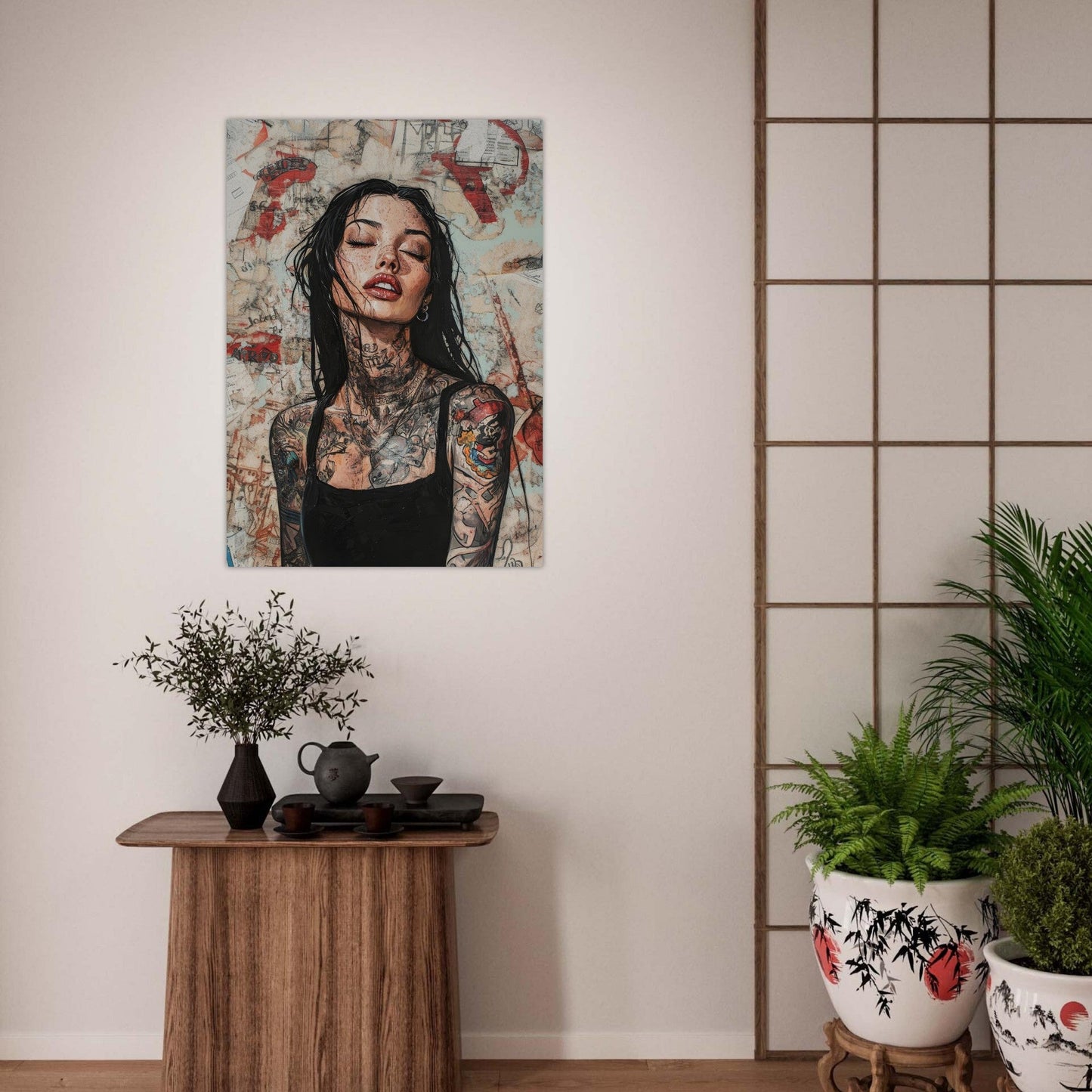 Serene tattoo woman poster - Sillystroke