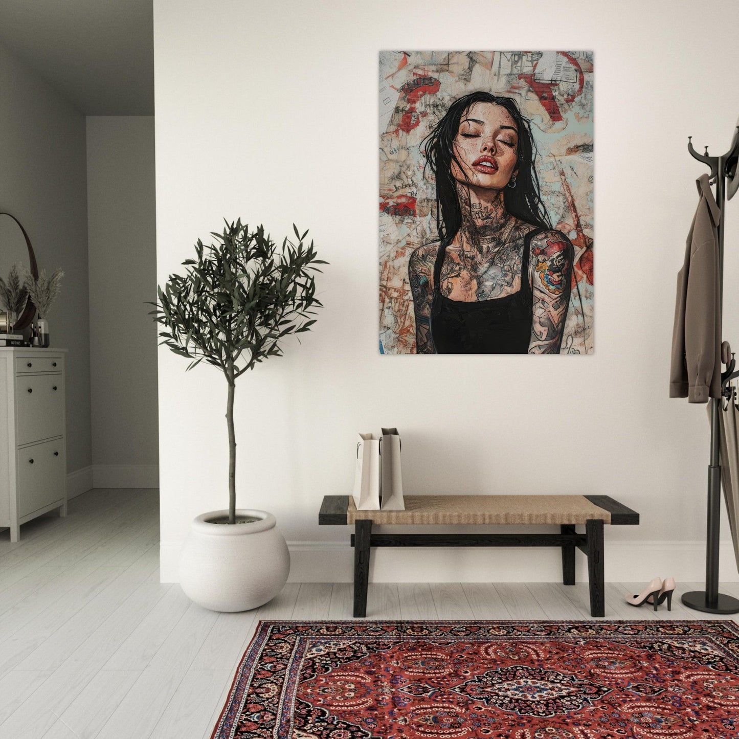 Serene tattoo woman poster - Sillystroke