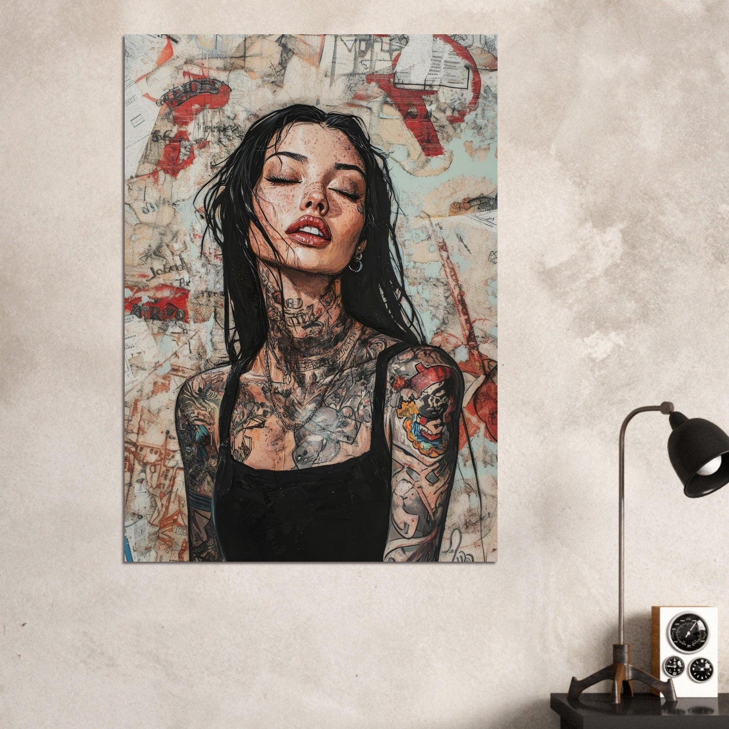 Serene tattoo woman poster - Sillystroke
