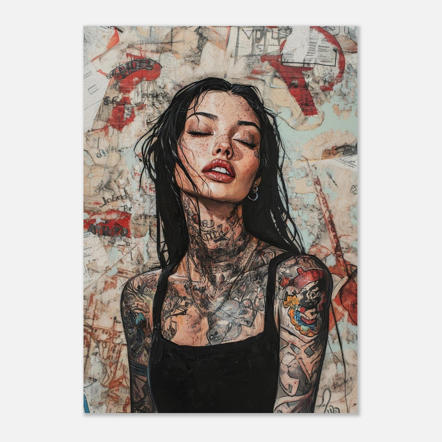Serene tattoo woman poster - Sillystroke