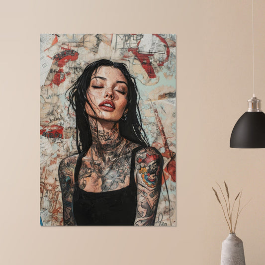 Serene tattoo woman poster - Sillystroke
