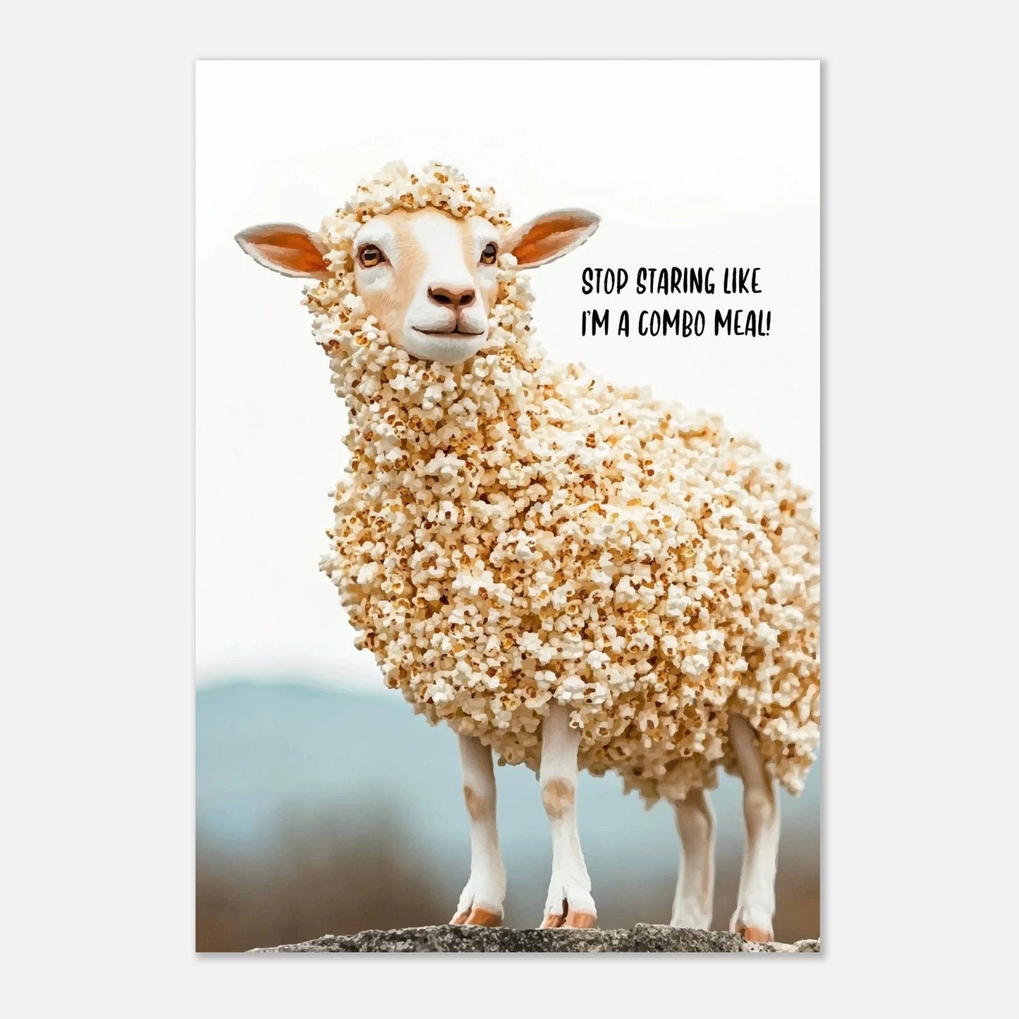 Sheep with popcorn fur poster - Sillystroke