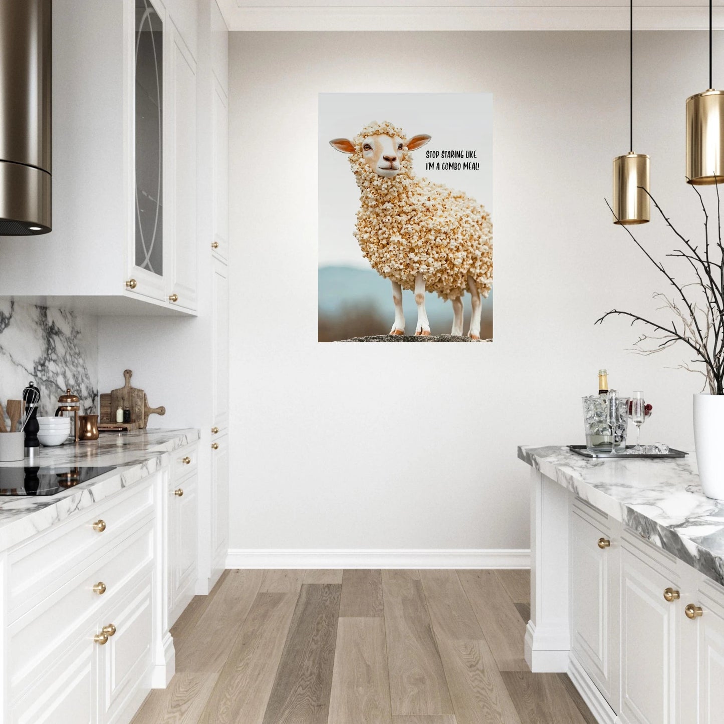 Sheep with popcorn fur poster - Sillystroke