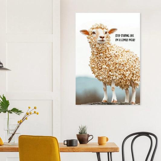 Sheep with popcorn fur poster - Sillystroke