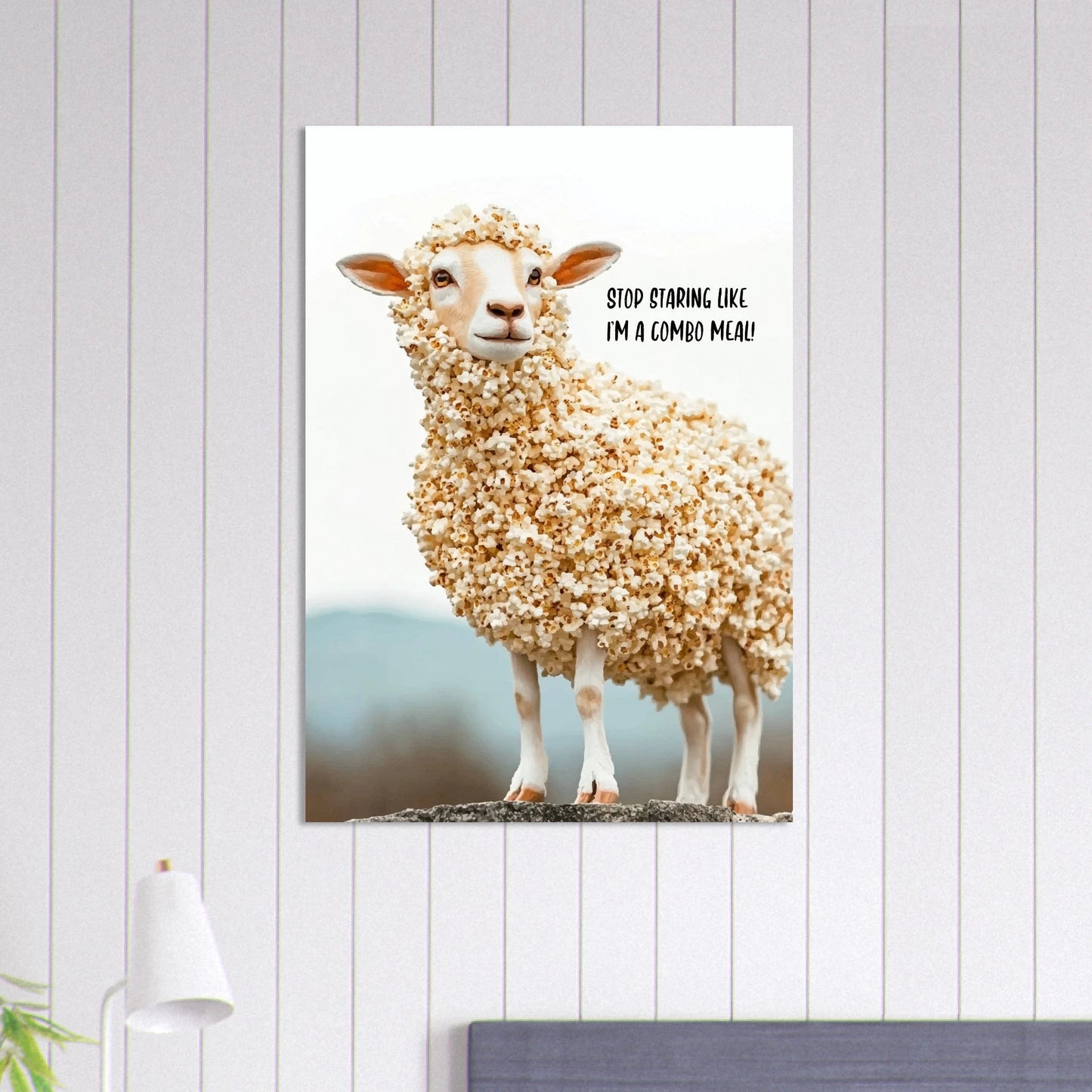 Sheep with popcorn fur poster - Sillystroke