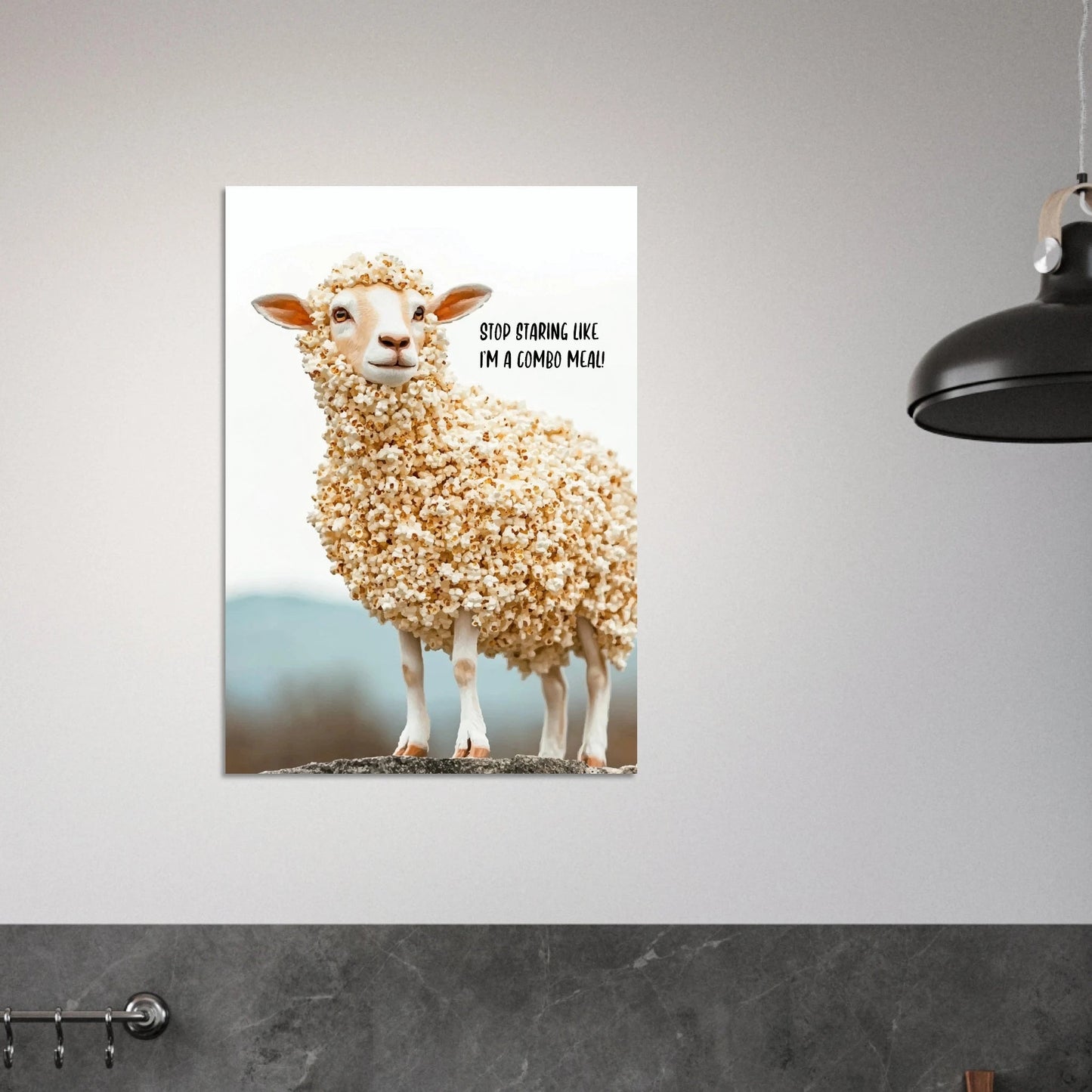 Sheep with popcorn fur poster - Sillystroke