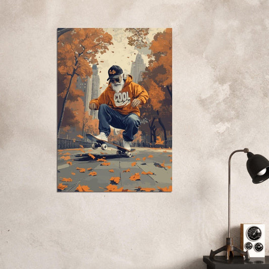 Skateboarding grandpa poster - Sillystroke