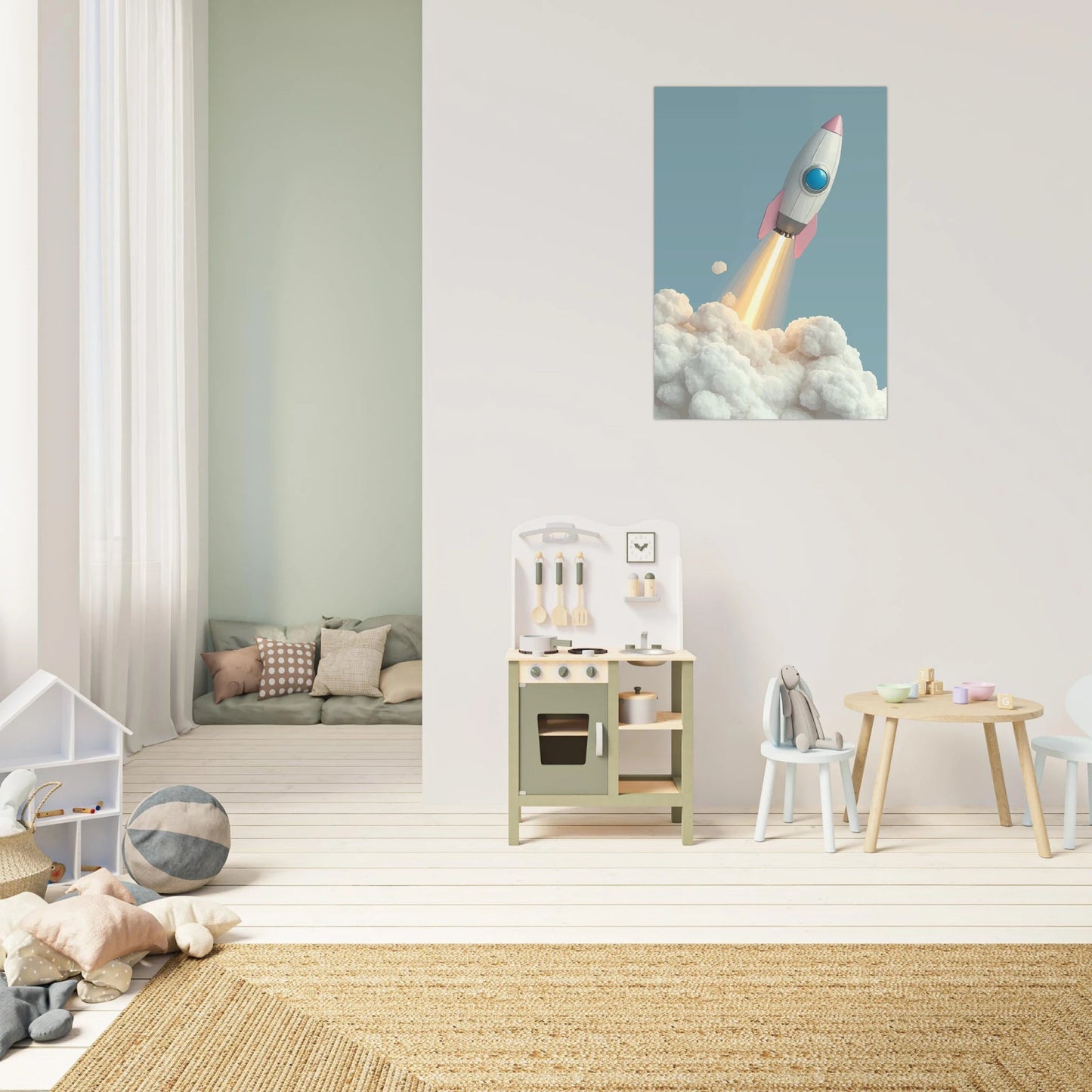 Spaceship cloud takeoff poster - Sillystroke