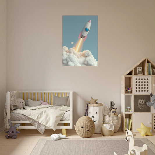 Spaceship cloud takeoff poster - Sillystroke