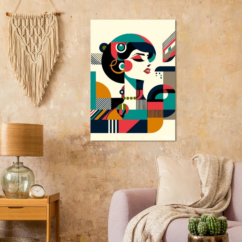 Stylized geometric woman poster - Sillystroke