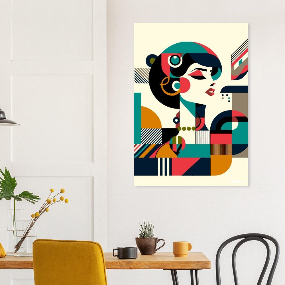 Stylized geometric woman poster - Sillystroke
