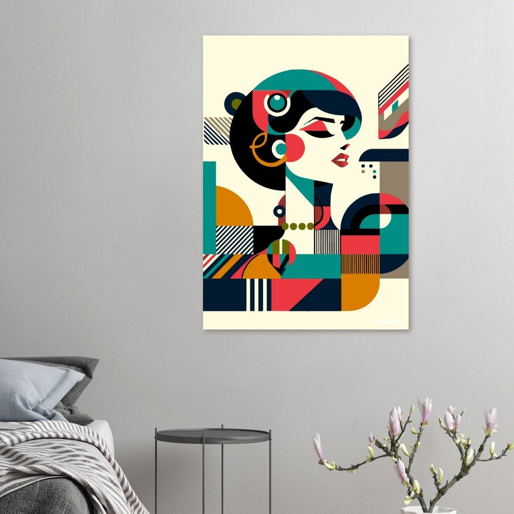 Stylized geometric woman poster - Sillystroke