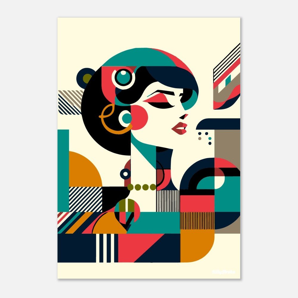 Stylized geometric woman poster - Sillystroke