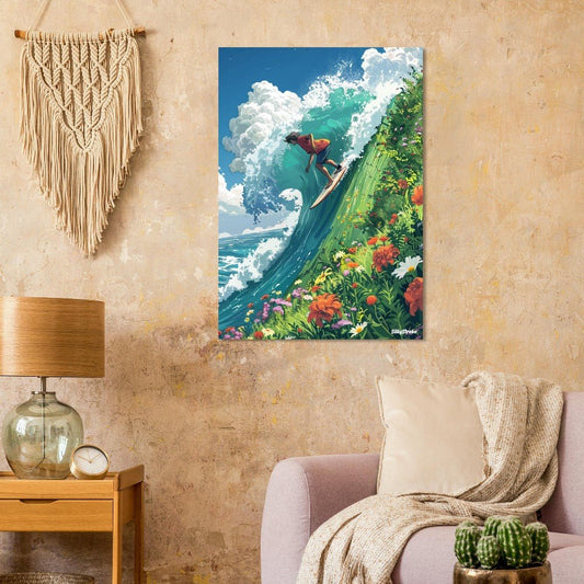 Surfing the floral wave poster - Sillystroke