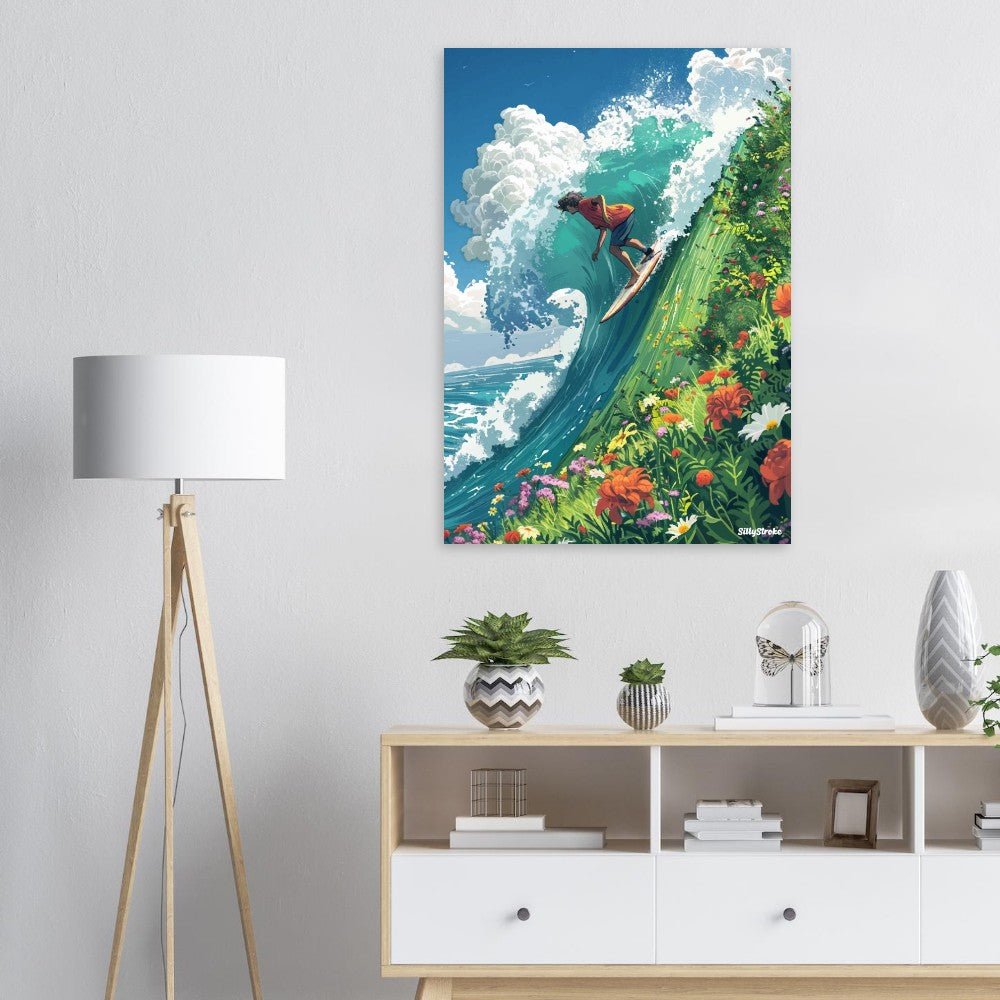 Surfing the floral wave poster - Sillystroke
