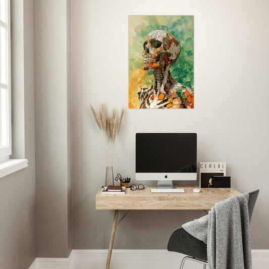 Surreal mosaic skeleton poster - Sillystroke
