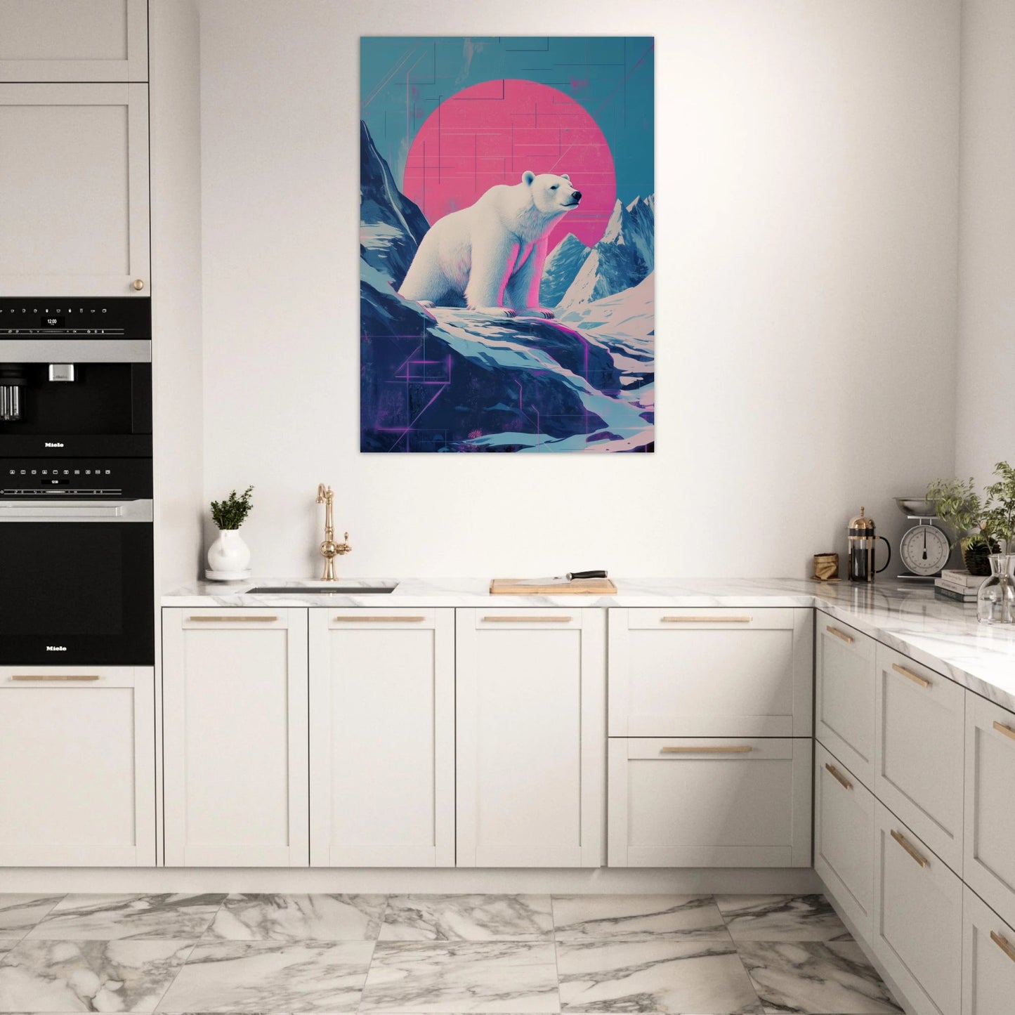 Synthwave polar bear poster - Sillystroke