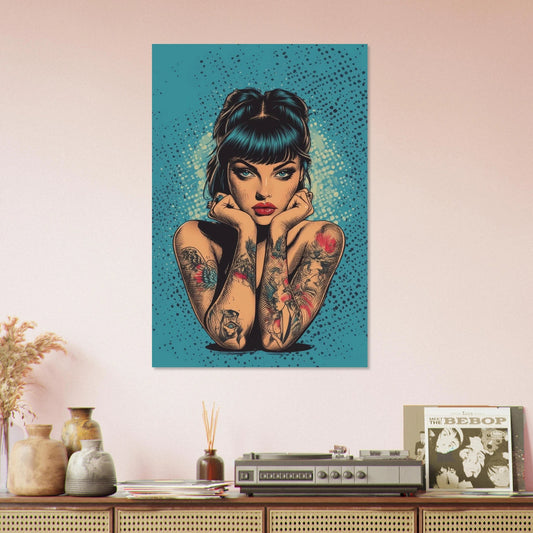 Tattooed comic woman poster - Sillystroke