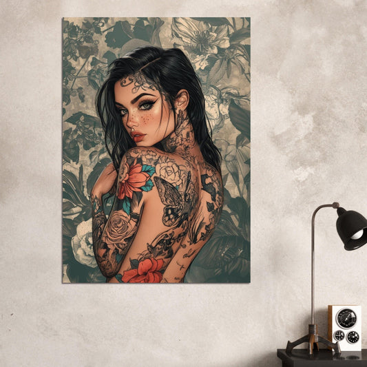 Tattooed girl vintage poster - Sillystroke