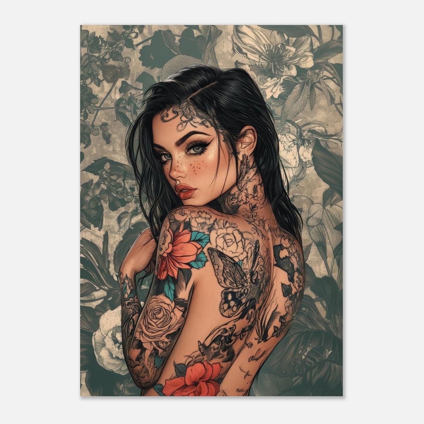 Tattooed girl vintage poster - Sillystroke