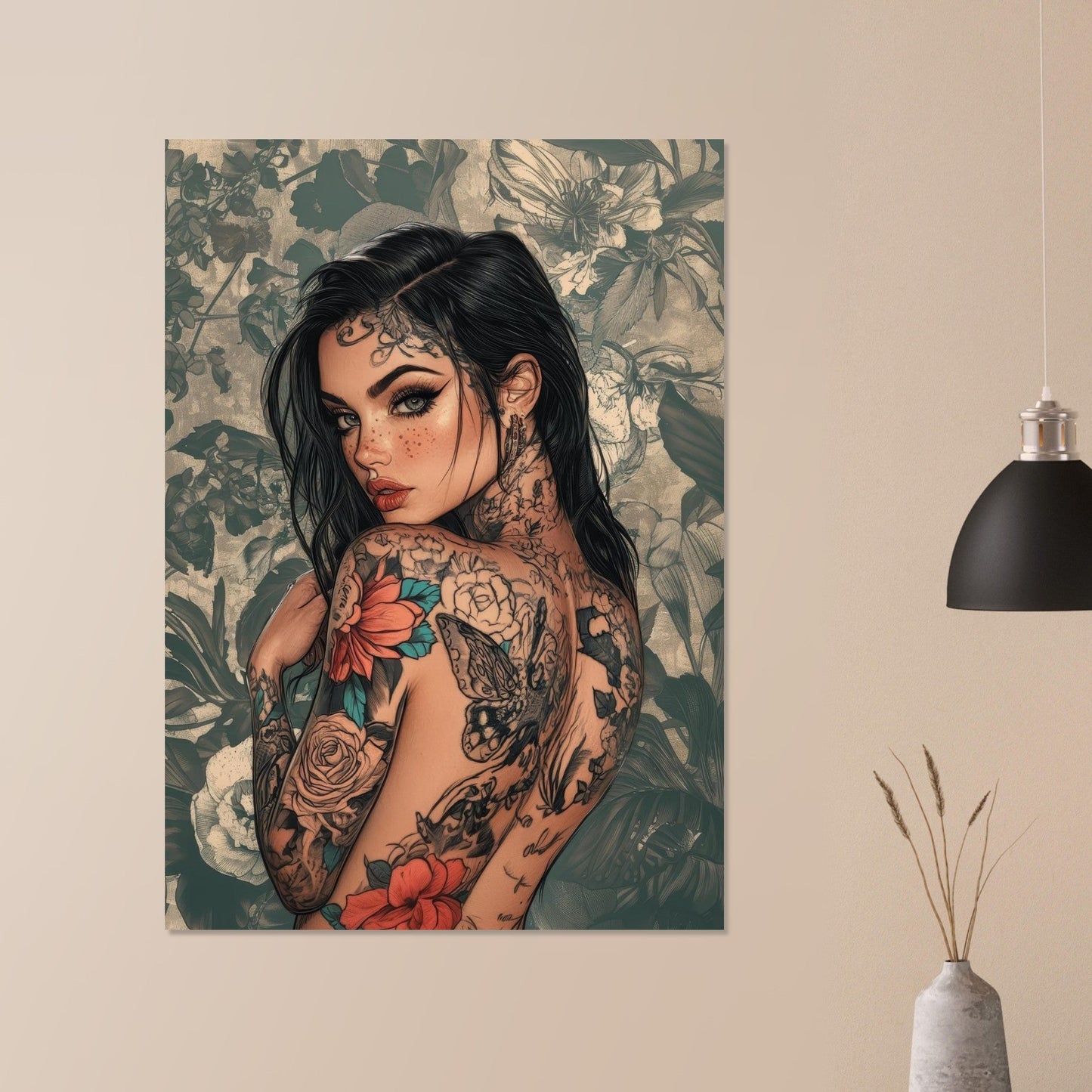 Tattooed girl vintage poster - Sillystroke