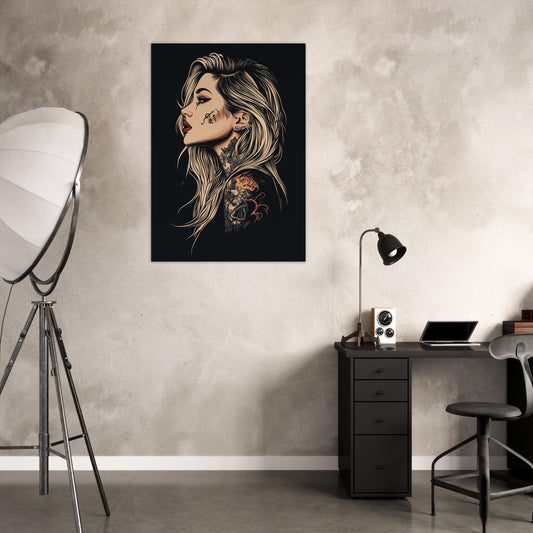 Tattooed in proflie poster - Sillystroke