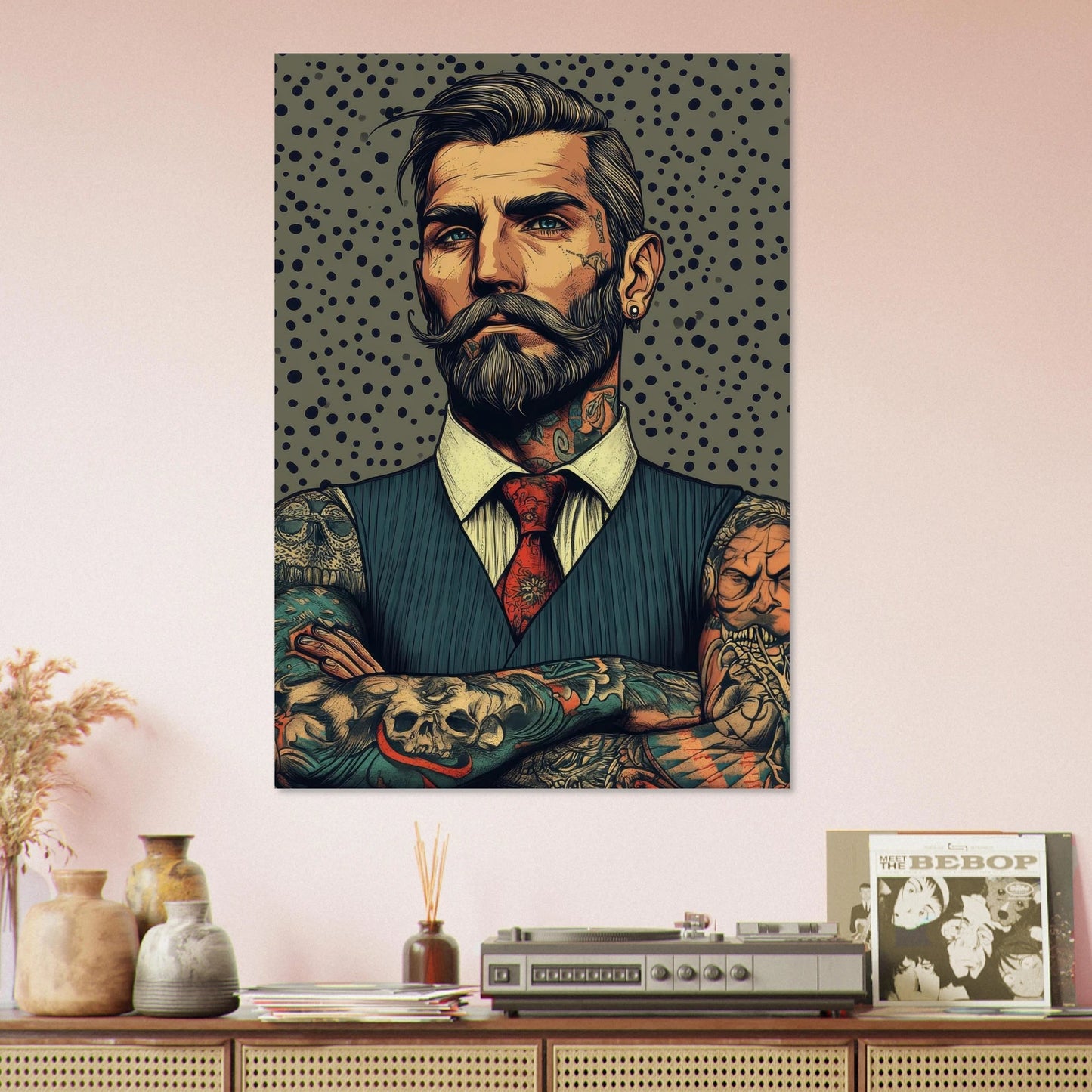 Tattooed man in comic poster - Sillystroke