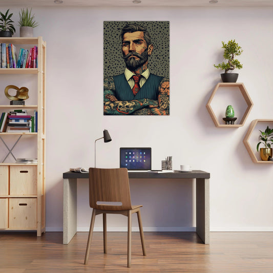 Tattooed man in comic poster - Sillystroke