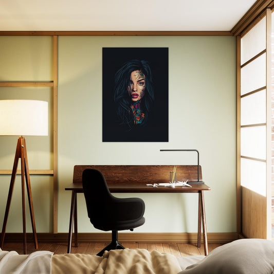 Tattooed portrait poster - Sillystroke