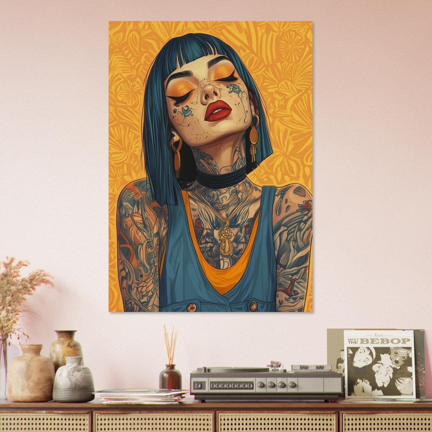 Tattooed woman in calm comic poster - Sillystroke