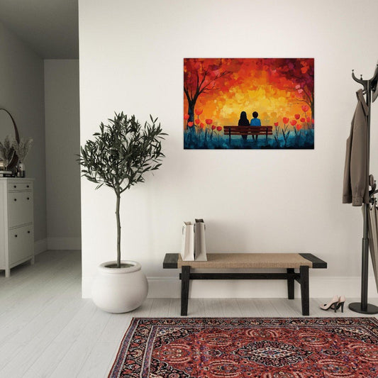 Two friends on a bench poster - Sillystroke