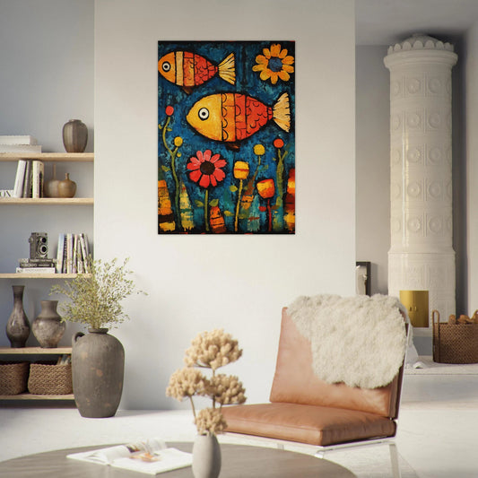 Vibrant fish illustration poster - Sillystroke