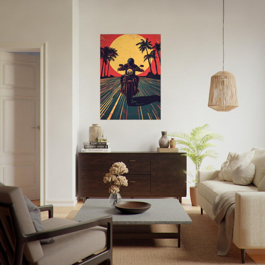 Vibrant motorcycle poster - Sillystroke