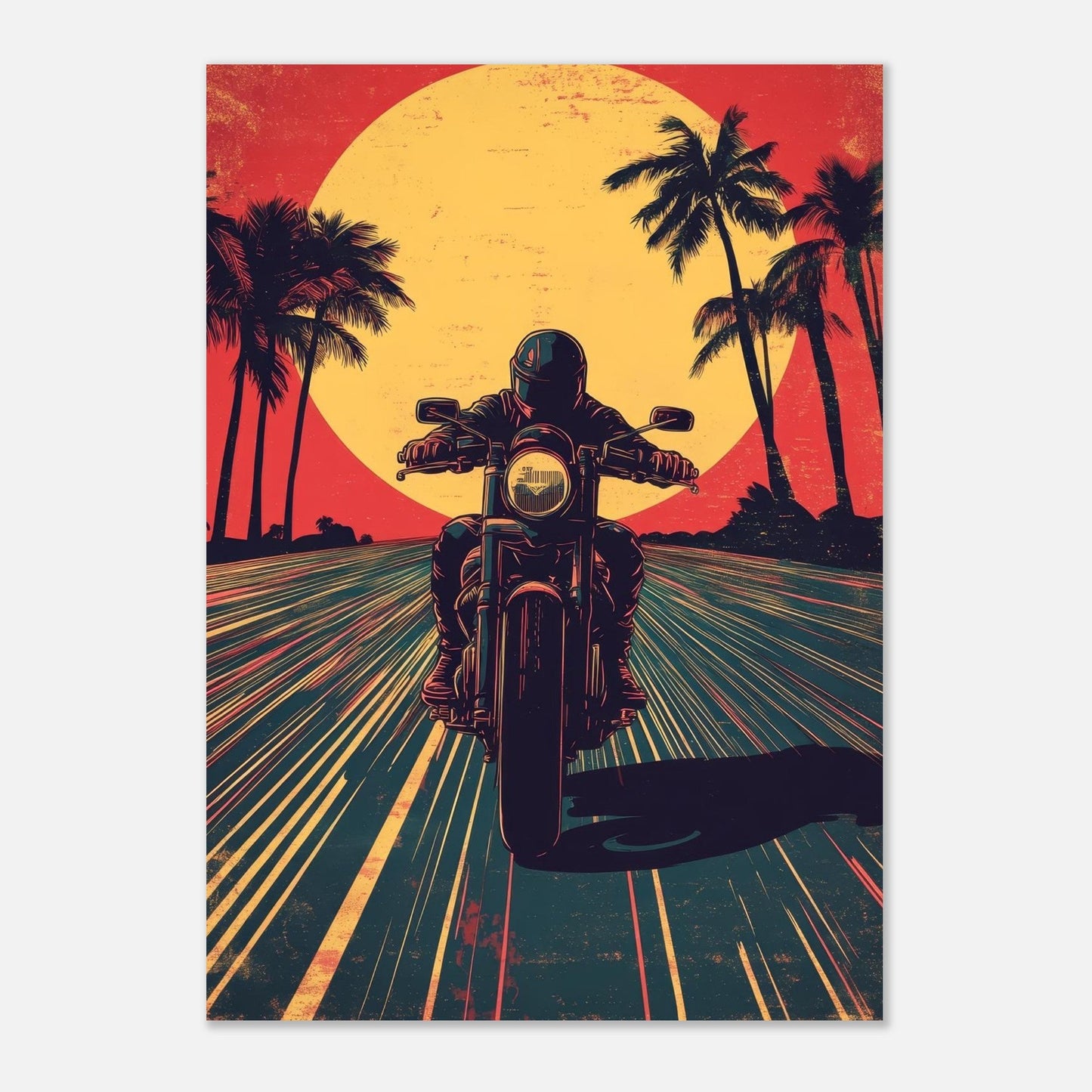Vibrant motorcycle poster - Sillystroke