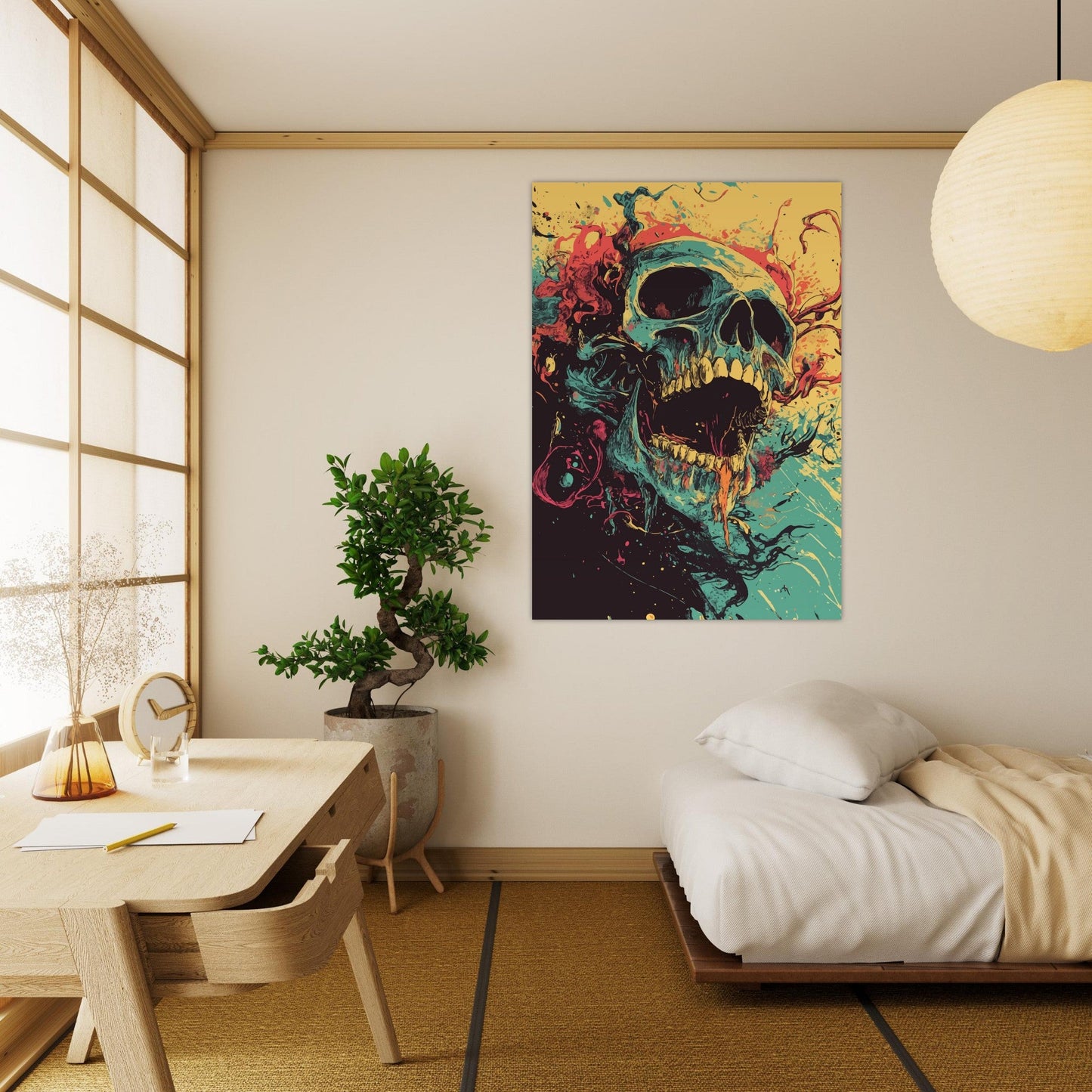 Vibrant skull art poster - Sillystroke