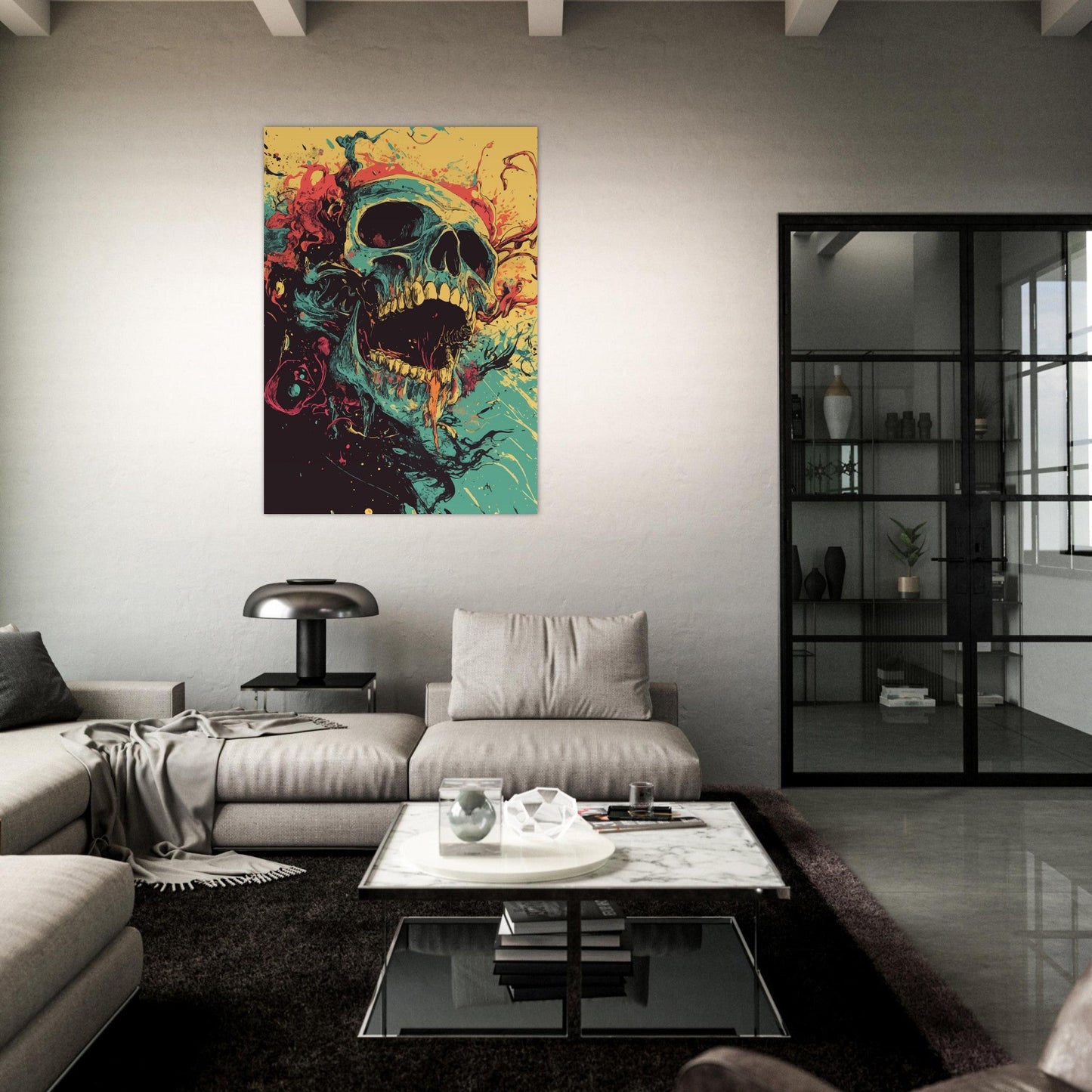 Vibrant skull art poster - Sillystroke