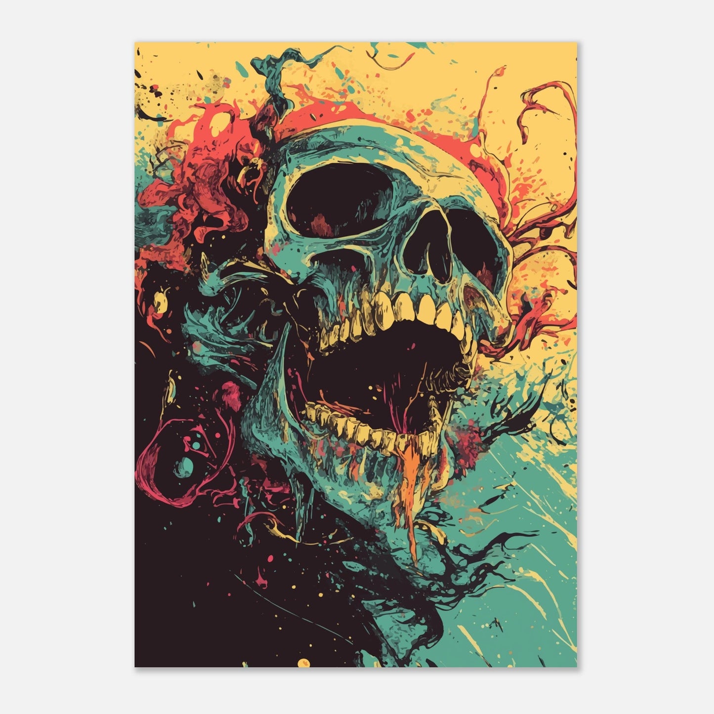Vibrant skull art poster - Sillystroke