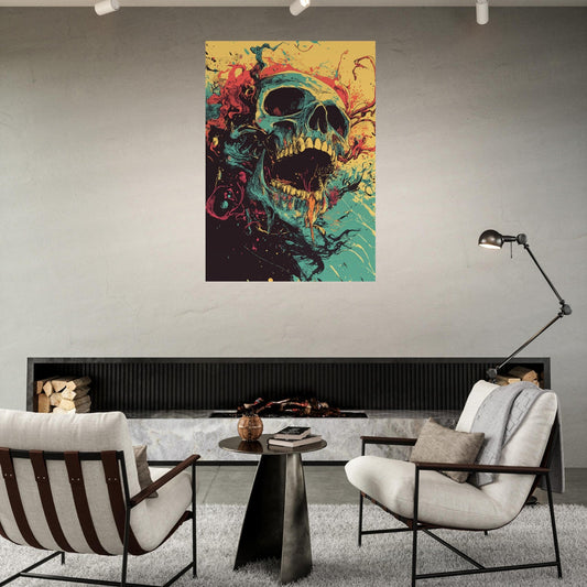 Vibrant skull art poster - Sillystroke